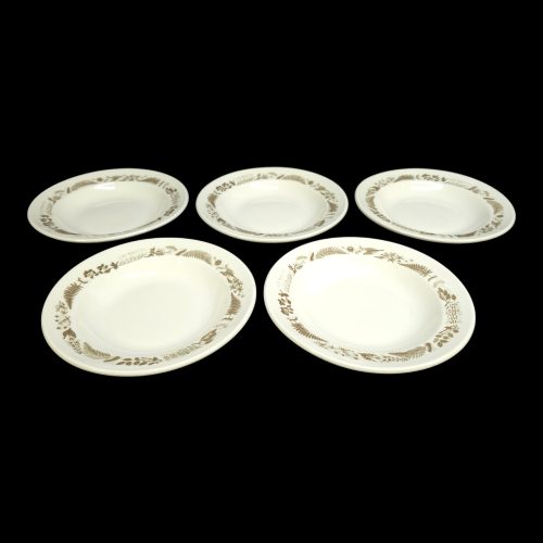 Set med 5 djupa tallrikar i benporslin från Gustavsberg, Stig Lindberg (20 cm)