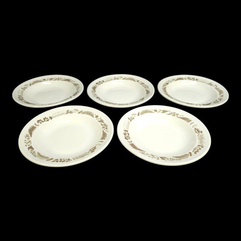 Set med 5 djupa tallrikar i benporslin från Gustavsberg, Stig Lindberg (20 cm)