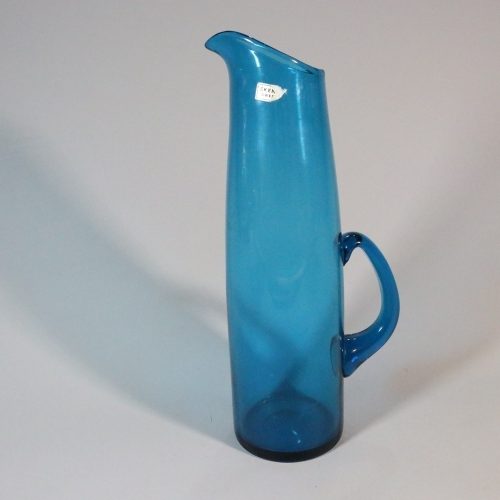 Blå kanna / karaff Ekenäs glasbruk - vintage / retro / munblåst