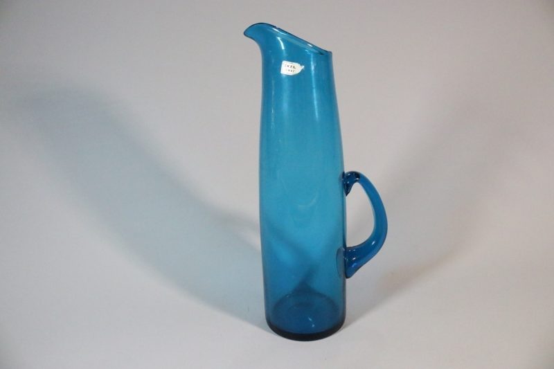 Blå kanna / karaff Ekenäs glasbruk - vintage / retro / munblåst