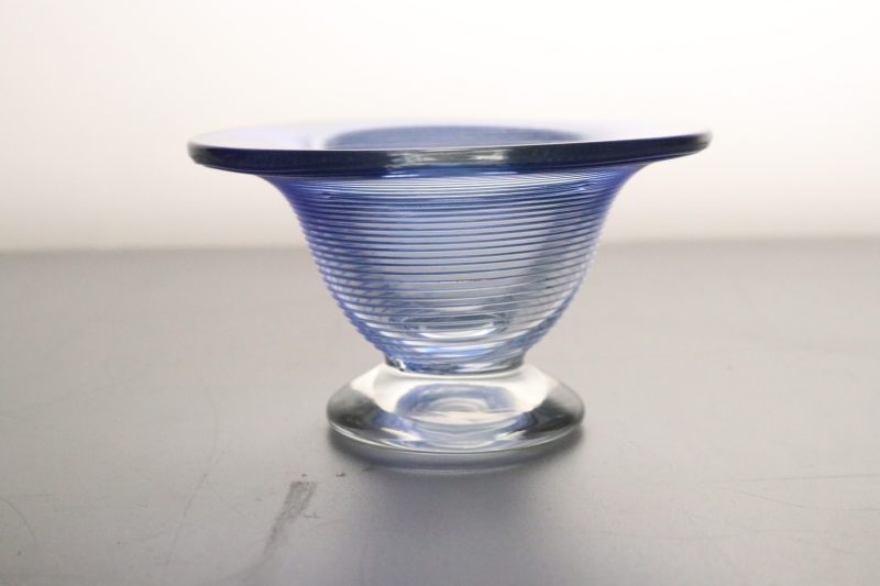 Handblåst Glas Skål – Blå Spiral – Unik Design