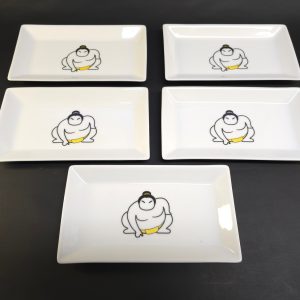 Set med 5 Rektangulära Tallrikar – Exxent, Modern Design med Sumo-motiv