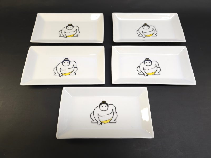 Set med 5 Rektangulära Tallrikar – Exxent, Modern Design med Sumo-motiv