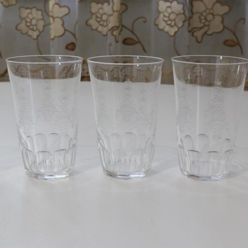Glasservis med graverad dekor - 5st