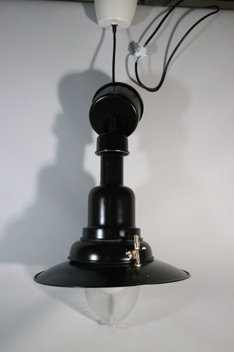 Kökslampa, industriell design, gjord av metall och glas "OTTAVA"