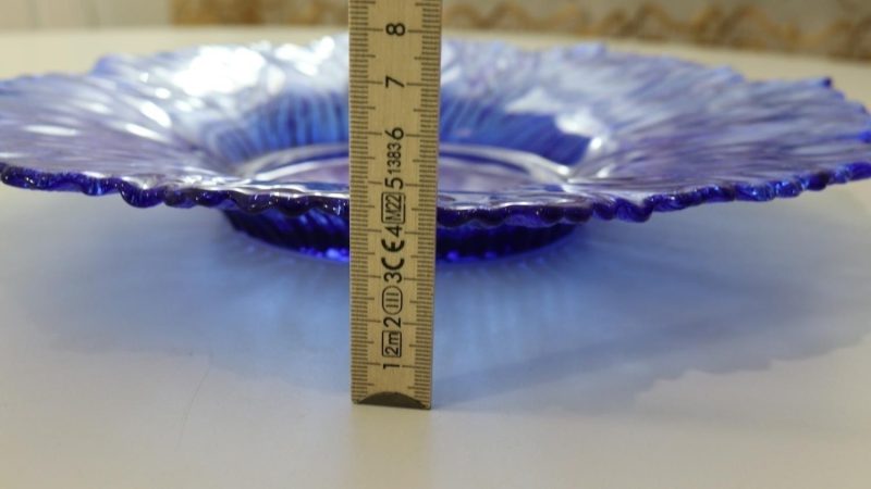 Glasfat, blå, D=31cm