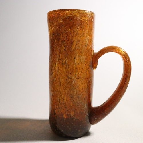 Vintage Handblåst Bärnstensfärgad Glasvas – Unik Skandinavisk Design