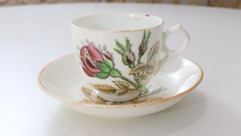 Kaffekopp, Antik?, handmålad med rosor