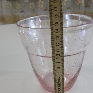 Krukor i glas med luftbubblor, Rosa, H= 14,5cm D= 14cm