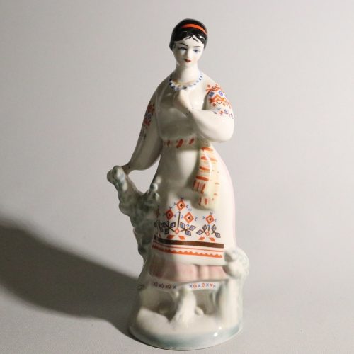 Traditionell porslinsfigur – Handmålad kvinna i folkdräkt