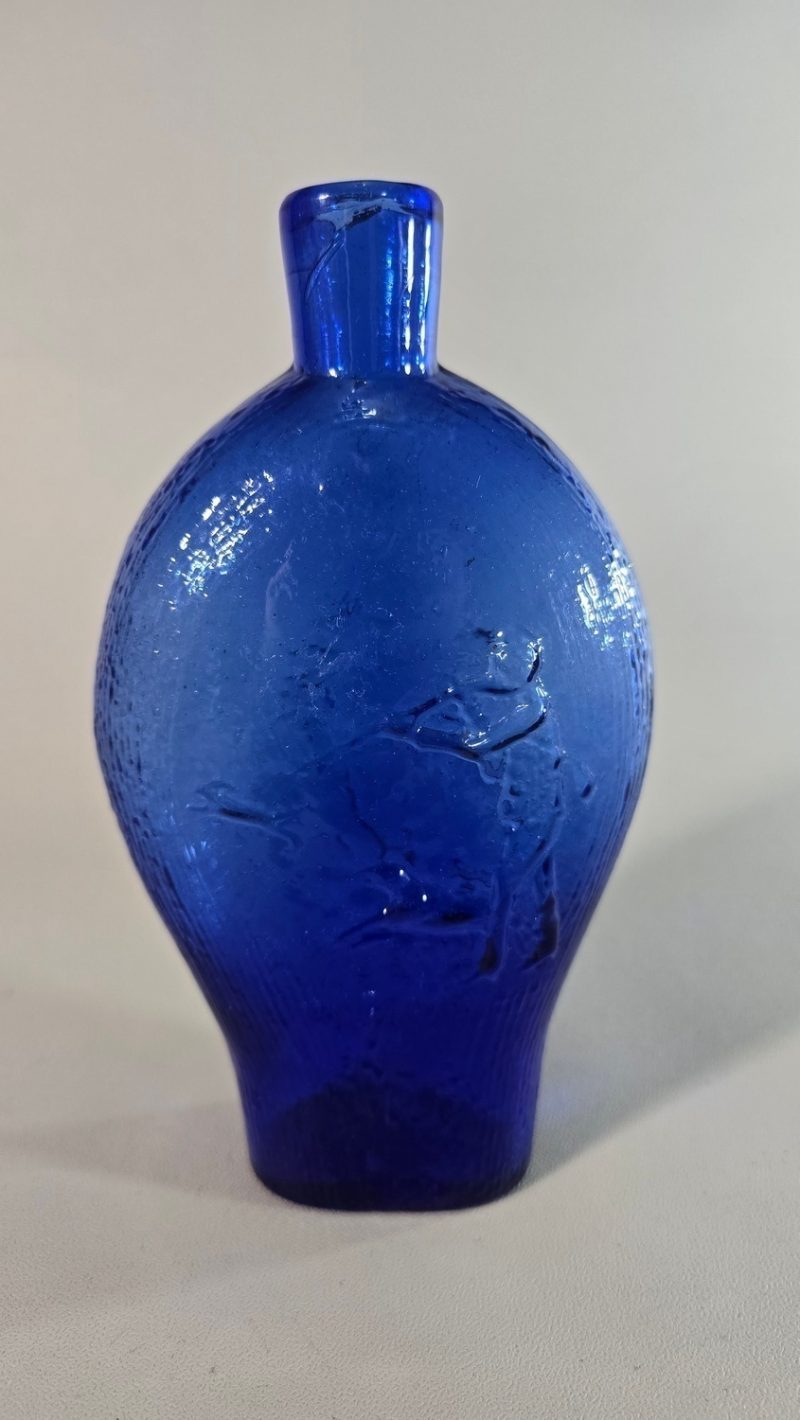 FLASKA / JAKTPLUNTA,glas, blå. Skandinavien. 18/1900-tal