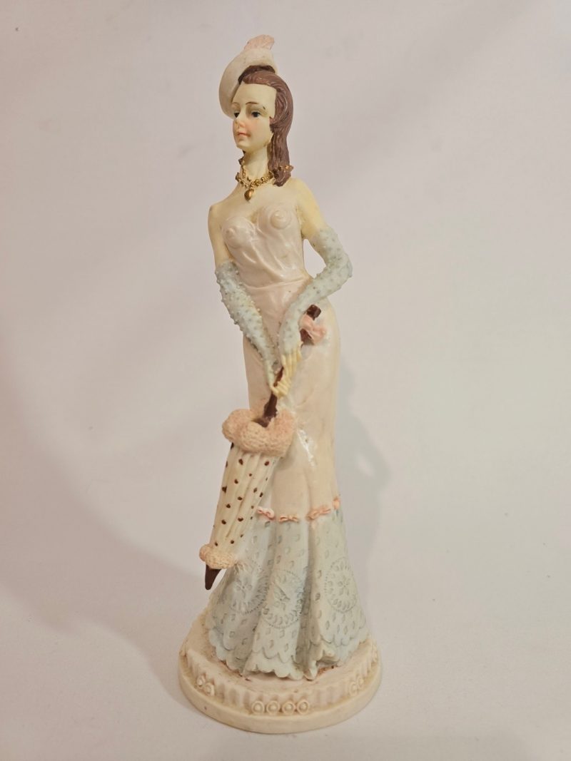 Exklusiv Vintage Figurin – Elegant Dam med Paraply