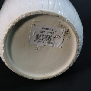 Vit glaserad kruka/blomkruka/ytterfoder, Enso - 13cm