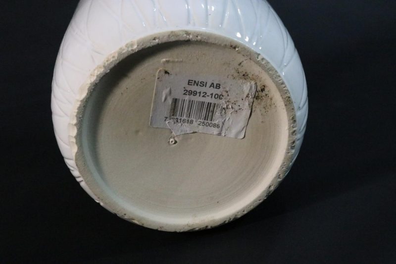 Vit glaserad kruka/blomkruka/ytterfoder, Enso - 13cm