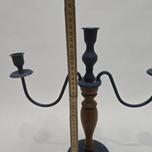 Elegant Trearmad Ljusstake i Metall och Trä (35 cm)