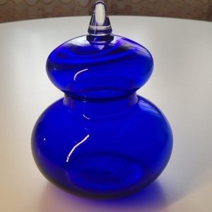 LOCKSKÅL, glas, Potpurriburk, koboltblå