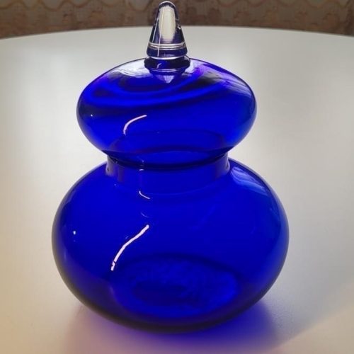 LOCKSKÅL, glas, Potpurriburk, koboltblå