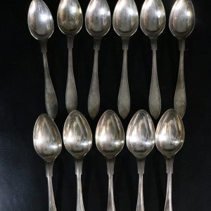 Set med 11 Vintage Skedar från Hörby i Extra Alpacca, NS