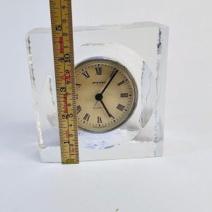 Elegant Vintage Bordsklocka i Glas – Staiger, 12 cm