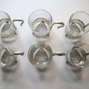 6st Kaffekoppar i glas och metall, Irish Coffee  - ca H10,5cm D6,5cm - Duralex