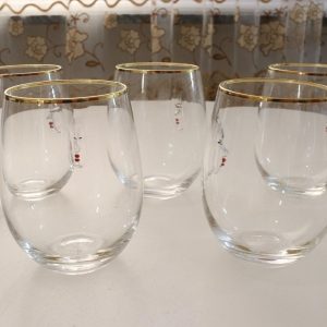 5st Tumblerglas, drickglas, intryckt ansikte och guldkant