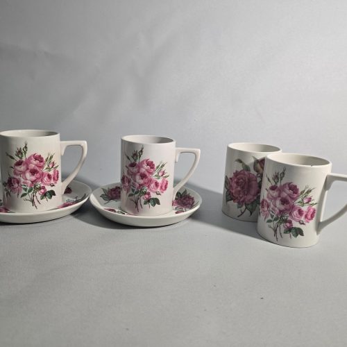 Vintage Portmeirion blommig kaffekoppar och fat