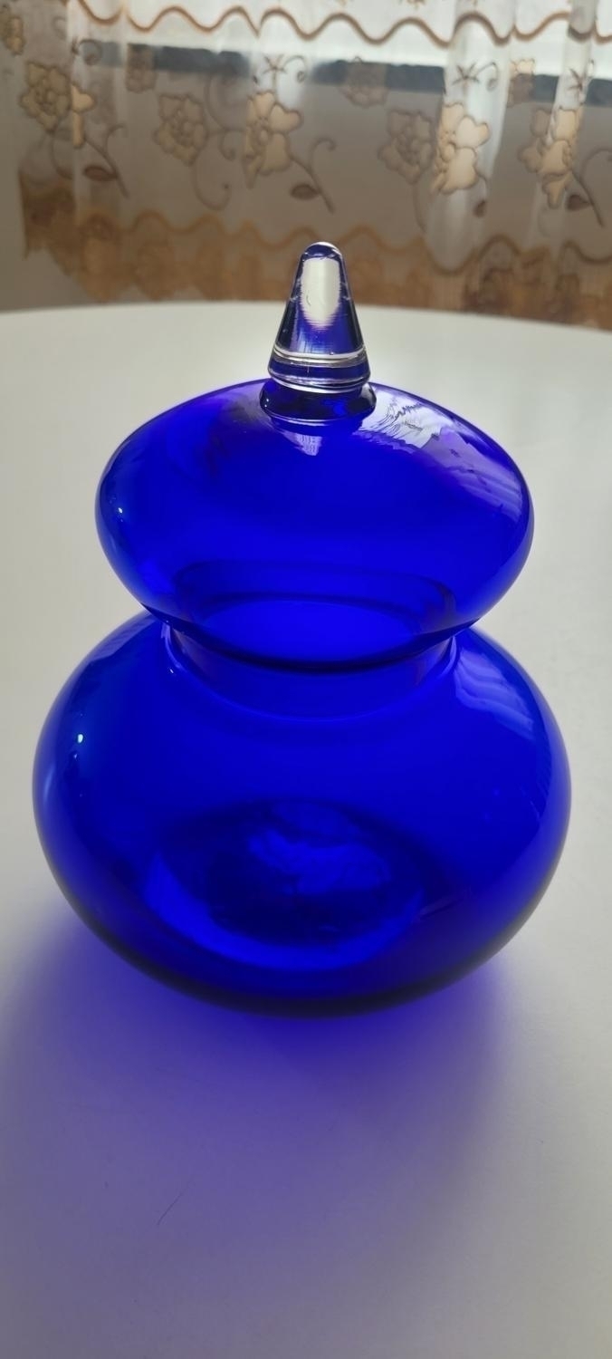 LOCKSKÅL, glas, Potpurriburk, koboltblå