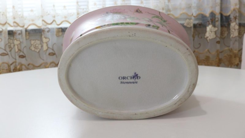 Ytterfoder i porslin, blomdekor, rosa, "ORCHID stoneware"