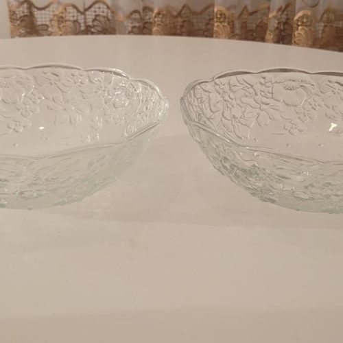2st skålar, blomsterdekor, transparent glas