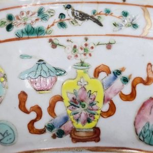 SKÅLFAT, Kina, porslin, 1800-tal, Tung Chih, höjd 7 cm, längd 20 cm