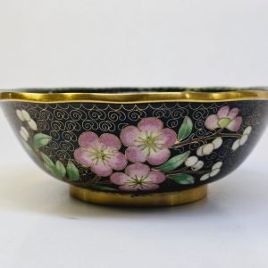 Vintage Cloisonné-skål med blomsterdekor – Orientaliskt hantverk