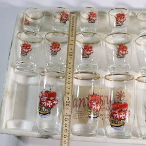 Glasservis med segelbåtsdesign - 14 delar - Mitten av 1900-talet