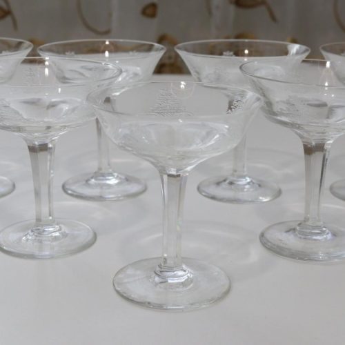 Glasservis med graverad dekor - 7st