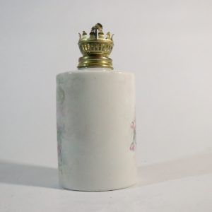 Vintage Oljelampa i Porslin med Handmålat Blommönster – 16 cm Hög